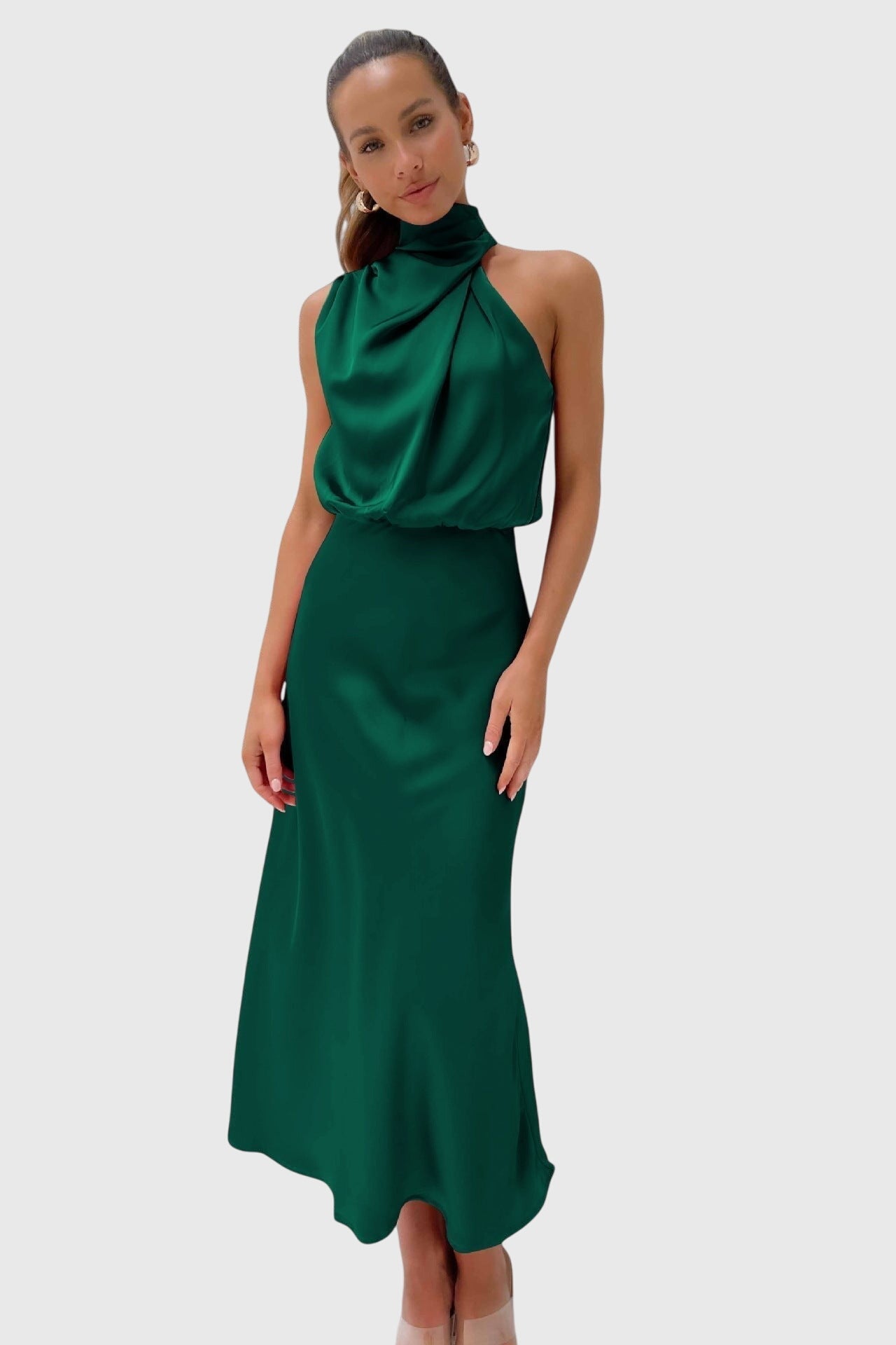 Ava™ | Glamorous Satin Halter Dress